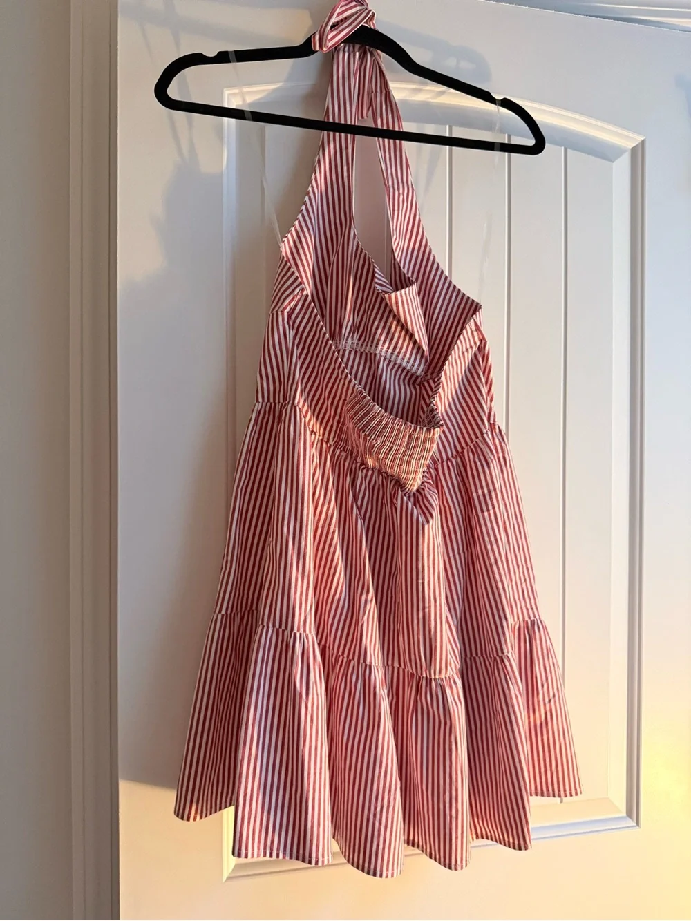 wild fable Red and White Striped Halter Tiered Dress